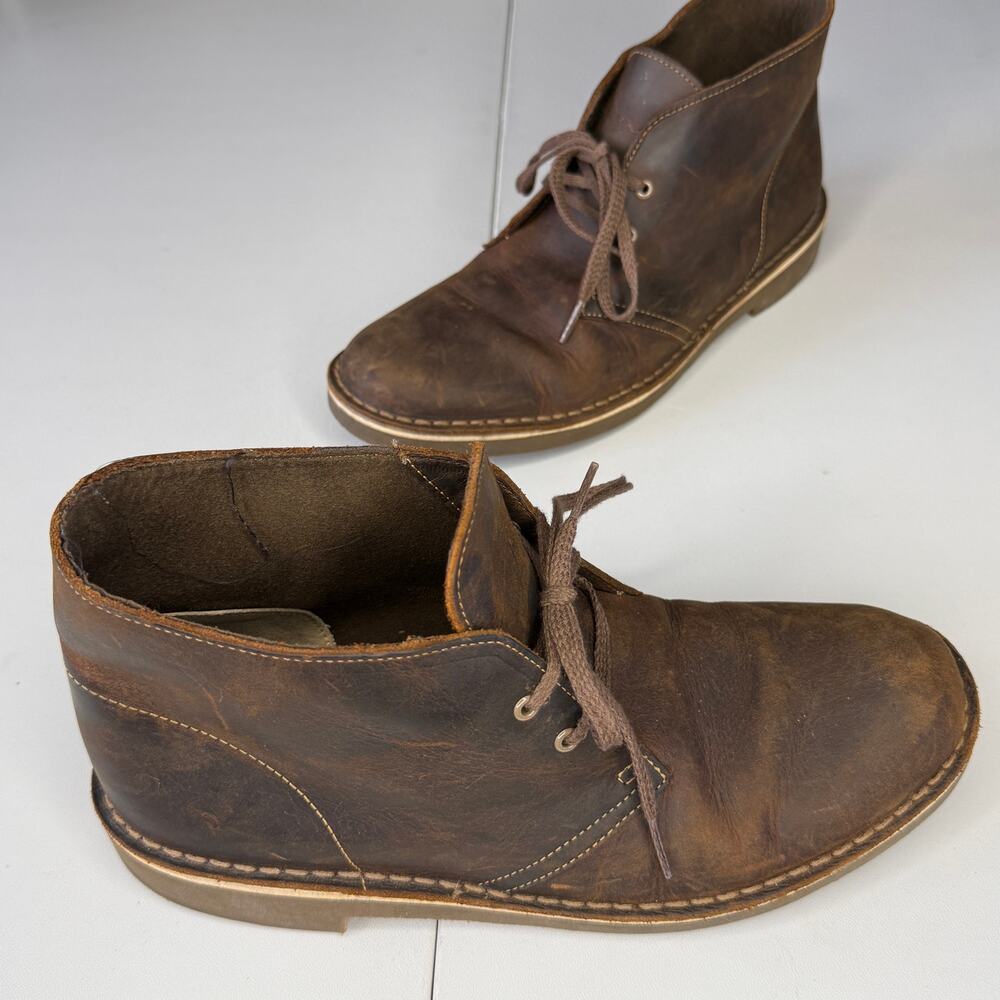 Clarks Originals Men's Desert Boots Beeswax Leather Chukka Brown Size 8.5 US